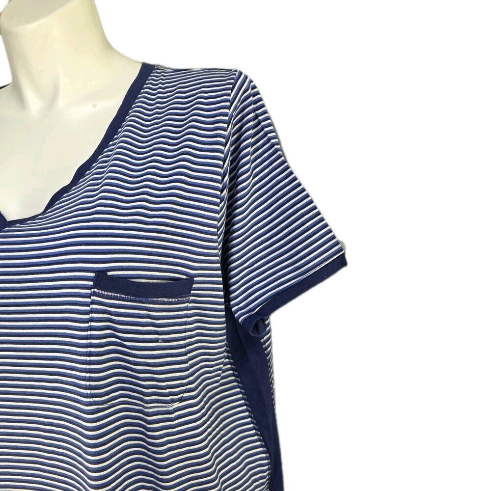 Anthony Richards VTG Knit Maxi Beach Lounge Dress Vneck Navy Stripe Size 2X - Picture 2 of 11